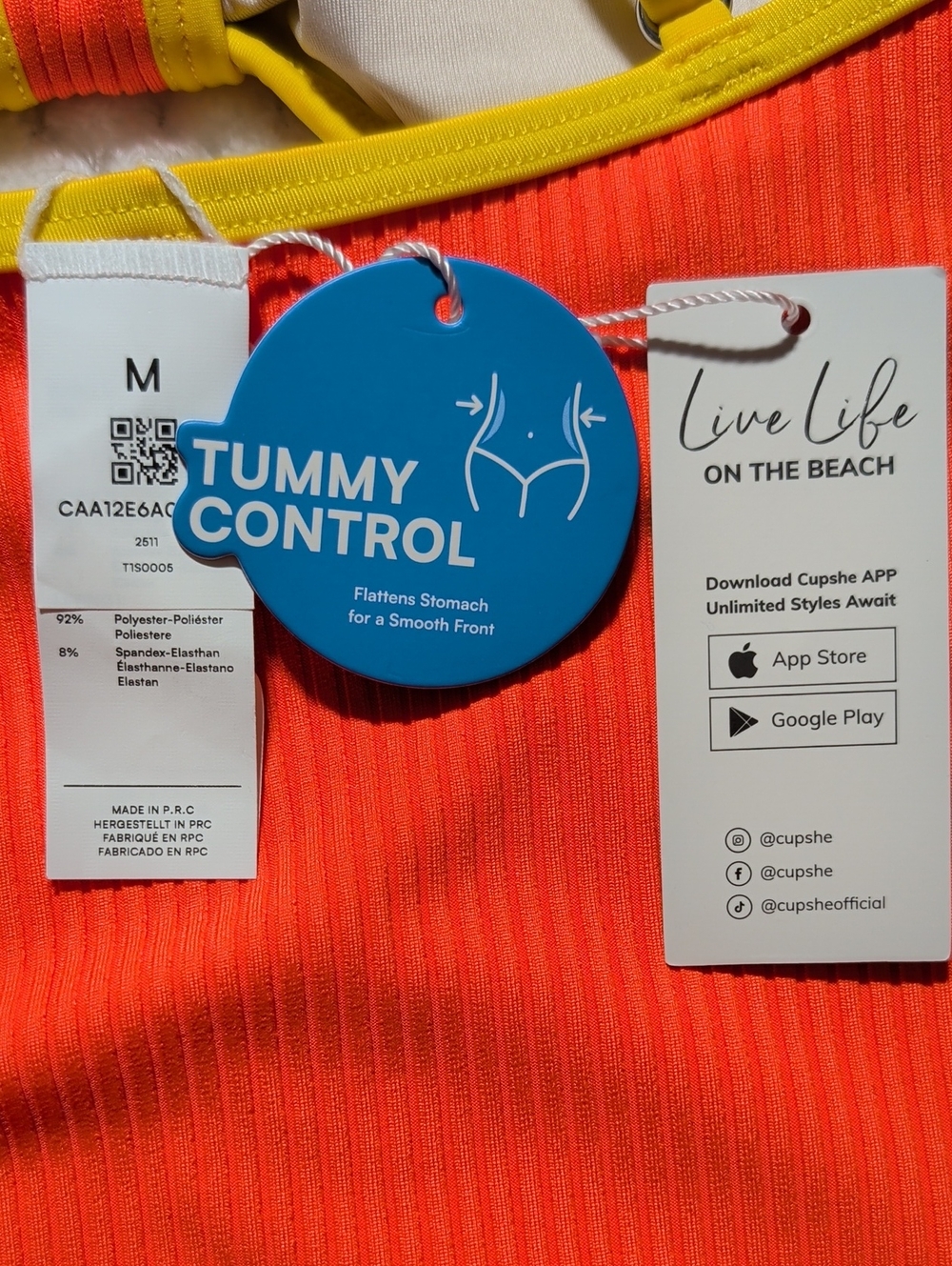 Cupshe Bright Sunset Tummy Control One Piece Swimsuit - Picture 8 of 11